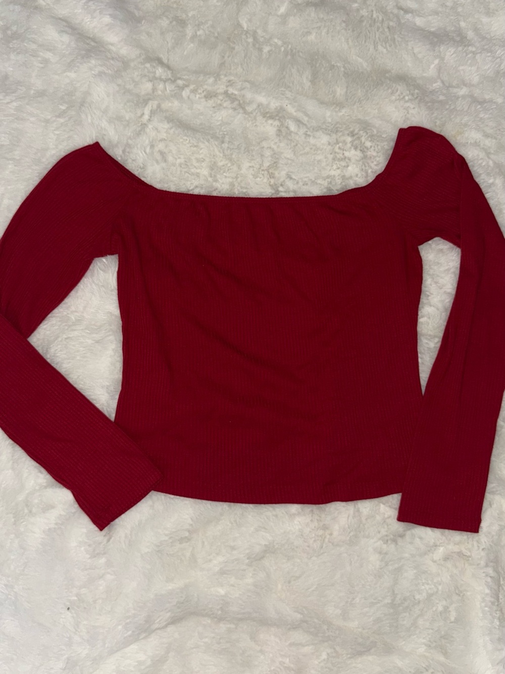 Mossimo Supply Co. Red Ribbed Off-Shoulder Crop Top